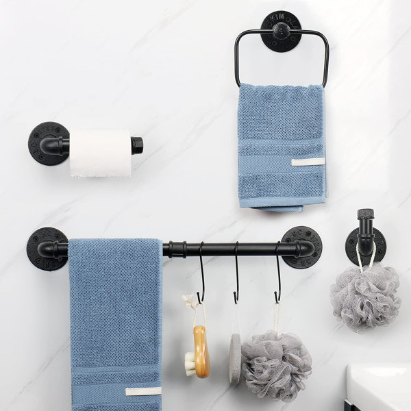 PRIMEX INC. 4Pieces Industrial Pipe Bathroom Towel Ring Kit